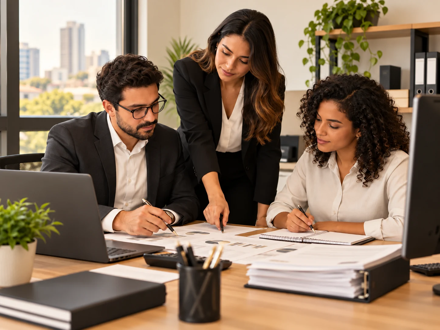 Equipe de contabilidade reunida em um escritório